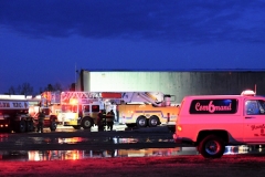 1.19.11..Patricia Hildenbrand Photo..Firefighters responded to a blaze that damaged the main warehouse of the Black Gold Potato Farm in Rhodesdale. Fourteen fire companies and one hundred firefighters responded to the three-alarm fire.  No injuries have been reported and the cause of the fire is still under investigation.